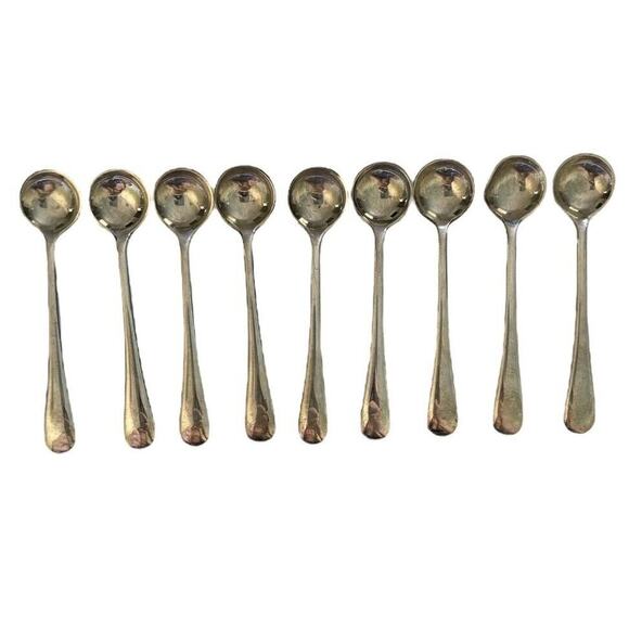 9 Elkington Monarchy Salt Spoons Silverplate 3 1/4" Antique Set England - Picture 2 of 11